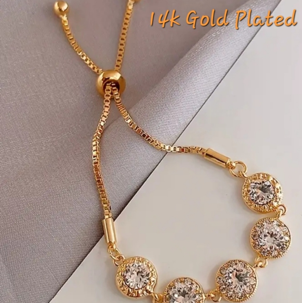 Gorgeous 14k Gold Plated adjustable bracelet NWT. Fast Ship.